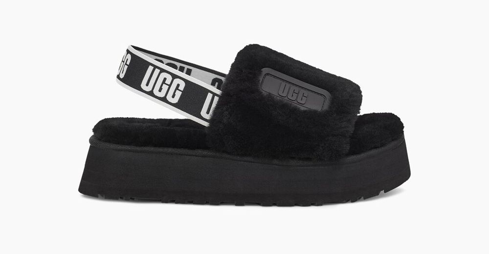 Ugg Slide Womens - Ugg Disco Black - 561QEXMKV